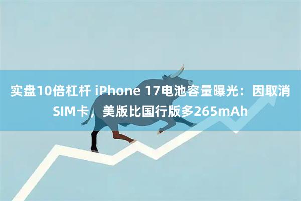 实盘10倍杠杆 iPhone 17电池容量曝光：因取消SIM卡，美版比国行版多265mAh